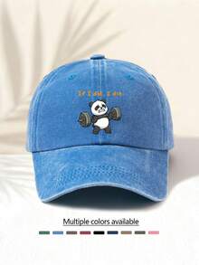 1pc Fashionable Casual Versatile Washed Baseball Cap With "If I Die, I Die Weightlifting Panda" Graphic Print, Unisex Essential Stylish Item For All Seasons, Great Gift For Family And Friends - Washed Cap - View 19