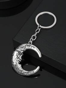 1pc Fashion European And American Personalized Hip-Hop New Creative Versatile Moon Charm Keychain, Suitable For Men, Couples, Car Keys, Bag Pendant Decoration - Multicolor - View 4