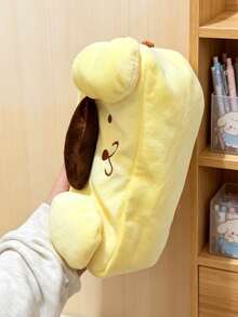 SANRIO 可爱布丁狗毛绒铅笔盒，三丽鸥可爱黄色蓬松笔袋，大容量拉链文具包，柔软卡通化妆品收纳包，适合学生和女生 - 黃色小狗 - 查看 1