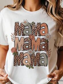 Camiseta Leopard Mama Floral R, blanca y natural. Camiseta de mujer moderna con detalles de flores silvestres. Camiseta unisex de algodón puro de 220 g. Peso ideal para todas las estaciones, apta tanto para hombres como para mujeres. Tejido duradero de alta calidad, suave al tacto y de larga duración. Top transpirable. Adecuado para la primavera y el verano, vacaciones, Día de la Madre, Día de la Independencia. - Blanco - Ver 1