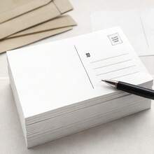 50pcs Blank Postcards, DIN A6 Size, White & Brown Cardstock Material, Suitable For DIY Cards For Wedding, Birthday, Christening, Communion - A - View 1