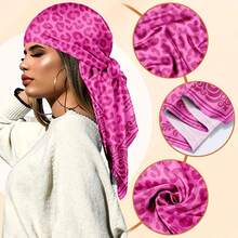 1pc Satin Bandana Square Scarf For Women,19.6/27.5/35 In Optional,Pink Leopard Print Scarf,Horsebit Print Headscarf,Neck Scarf,Bag Decor For Travel - Multicolor - View 6