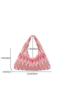 Hollow Floral Woven Bag, Bohemian Style Beach Bag, Casual Tote (Pattern Random) - Multicolor - View 8