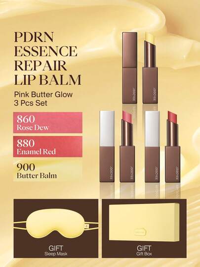  JOOCYEE PDRN Essence Repair Lip Balm 3 Pcs Set, Moisturizing Essence Oil, Fades Lip Lines, Tinted Lip Balm