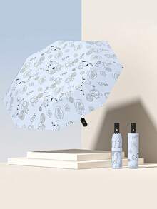 1pc Summer New Student Umbrella, Dual Use Rainproof & Windproof Automatic Folding Sunshade Umbrella - As Shown - View 11