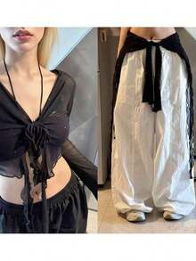 1pc New Fringe Waist Wrap Skirt, Street Dance Layered Tassel Waistband, Belly Dance Accessory, American Style Skirt Stage Performance, Suitable Nightclub, Disco, Party, Evening Dress Accessory, Versatile Flowing Hem - Váy trắng eo không đều - Xem 11