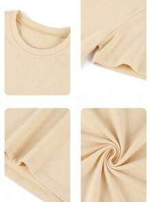 Camiseta de manga corta casual para mujer con estampado de café con hielo, estilo dulce de niña con cuello redondo con estampado doble delantero y trasero, ropa de calle para uso diario en verano - Multicolor - Ver 6