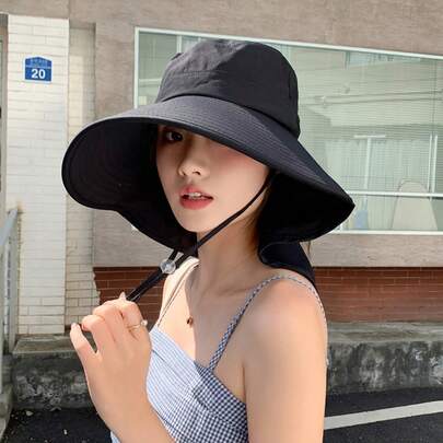1pc Women's Wide Brim Sun Hat, Foldable Visor Cap For Summer Outdoor Activities, Beach, Travel, Running, Cycling