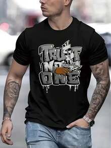 Camiseta Casual de Manga Corta para Hombre 1 Pieza 100% Algodón Pesado - Cuello Redondo Cómodo, Camisetas Suaves y Adorables - Negro - Ver 6