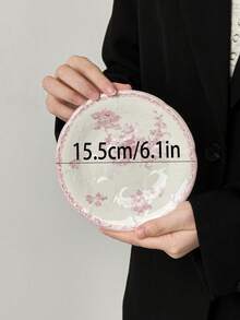 1 pieza Juego de vajilla de cerámica francesa retro rosa con relieve, que incluye plato de servir, taza de café y platillo, bol de arroz, bol de postre, vajilla, plato de cerámica, serie de taza de café y platillo, plato de postre, regalo de vacaciones/recuerdo Vuelta al colegio - Multicolor - Ver 10