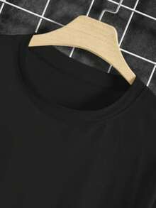 Men'S Short Sleeve Casual Sports-Shirt With Print Pattern Comfortable Regular Round Neck Outdoor Top - 黑色 - 查看 4