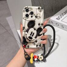 This Disney Mickey Mouse Lanyard Phone Case Is Fully Covered In TPU Material. It's Shockproof, Lightweight, And Compatible With IPhone17/16/11/13/15/15 Plus/15 Pro/15 Pro Max/12/14 Pro Max/11 Pro Max/12 Pro/12 Pro Max/13. This Phone Case Makes A Popular Birthday Gift Or Business Gift; It's Durable, Stain- And Fingerprint Resistant, And Suitable For Both Men And Women. The Set Also Includes A Mickey Mouse Phone Case And A Mickey Mouse Plush Bracelet. It's A Perfect Gift For Friends And Family. This Stylish Phone Case Is Fun, Lightweight, And Durable. IPhone17 Pro Max Phone Case, Minnie Mouse Phone Case. - White - View 6