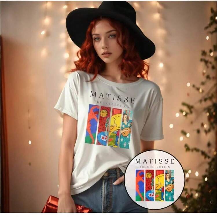 White Short-Sleeved Printed T-Shirt From A Retro Fashion Brand Made Of European And American Cotton, A New Loose-Fitting Summer Garment For Casual Wear With A Relaxed Style. - trắng - Xem 4