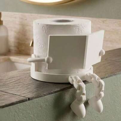 1個 クリエイティブな人型トイレットペーパーホルダー、新聞読みトイレットペーパーラック - 3Dプリント製、トイレットペーパー収納、ホームデコレーション、デスクトップ整理に適しています。バスルーム、寝室、リビングルームの収納装飾に適用できます。ホリデーデコレーション、新居祝い/ホストギフトに最適、モダンミニマリストスタイル(おもしろいトイレットペーパーホルダー/バスルームデコレーション/男性への独創的なギフト/ミニマリストホーム/ギャグギフト/クリエイティブなホームデコレーション)
