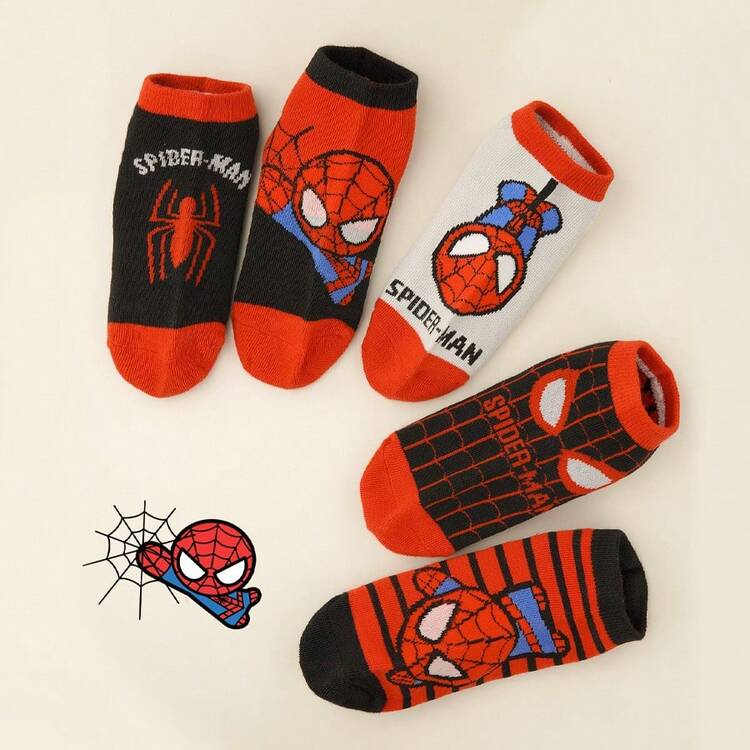 Marvel 1/5/10双装漫威复仇者联盟超级英雄卡通儿童袜，男女童均有，透气网眼，柔软舒适，适合夏季、上学、聚会、度假、休闲穿着 - 彩色 - 查看 9