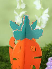 1 Set Carrot Shaped Wooden Pet Food Dispenser, Suitable For Rabbits/Guinea Pigs/Hamsters/Cats, Decorative Pet Feeder, Interactive Feeding Station For Vegetables/Hay/Leaves, Detachable Vegetable Rack, Small Animal Feeding Supplies, Great Gift For Pet Owners - D - View 9