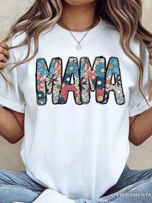 Camiseta Daisy Floral Mama, colorida camiseta blanca para mujeres con estilo y alegría. Camiseta unisex de algodón puro de 220 g, peso ideal para todas las estaciones, adecuada tanto para hombres como para mujeres. Tejido duradero de alta calidad, suave al tacto y de larga duración. Top transpirable. Adecuado para la primavera y el verano, vacaciones, Día de la Madre, Día de la Independencia. - Blanco - Ver 1