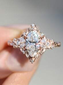 1pc Vintage Leaf Design Engagement Ring, Suitable For Women Wedding Proposal Party Jewelry Gift - Rose Golden - View 14