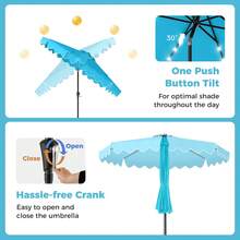 10 FT Outdoor Patio Umbrella With 32 Solar LED Lights & Weighted Base, Sandbags - 青碧色 - 查看 4