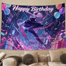 1pc S-Pider-Man Miles Morales Birthday Backdrop, Themed Birthday Party Backdrop,Cartoon Character TapestryNeon Cyberpunk Style Happy Birthday Party Banner, M-Arvel Themed Party Decor Tapestry, Aesthetic Ins Style Birthday Photo Booth Prop, High Definition Print Party Decoration Backdrop Cloth,The Perfect Gift For Family And Friends, Birthday Party Decoration,Holiday Decoration, Decoration Themed Perfect Gift,For Bedroom Living Room Corridor, Wall Art, Wall Decoration, Room Decoration - Nhiều màu-A - Xem 3