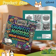 GDTME 1pc Graffiti Master City Coloring Book: Bold Street Style Coloring Book For Adults And Teens, Cool And Stress-Relieving, Made Of 120g Thick Paper, 24 Pages, Inner Pages Filled With Graffiti-Themed Line Art, Including Classic Street Spray Paint Designs, Retro Hip-Hop Elements And City Scenes, Helps Release Stress - Coloring Book - View 4