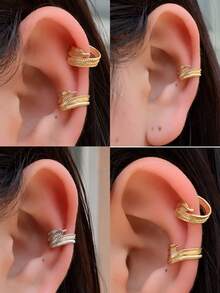 2Pcs Vintage Dainty Gold Feather Leaves Ear Cuff Non-Piercing Ear Clips Fake Cartilage Helix Clip Earring For Women Men Jewelry No Ear Without Hole Adjustable Non Pierced Poke Free Earrings - A Pair Of Feather Leaf Ear Clips - View 3