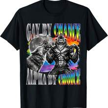 Gay By Chance Alpha By Choice Alpha Wolf LGBT Sigma Graphic T-Shirt - Black - View 1