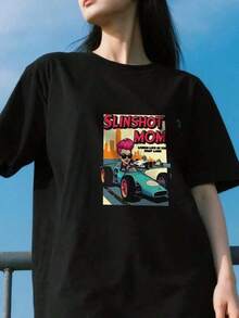 Camiseta Minimalista para Mamá con Slingshot, Vivir la Vida a Todo Vapor, Camiseta Polaris Slingshot, Regalo para Mamá, Camiseta Holgada de Color Sólido de Alta Calidad para Mujer,Basic Staple Pure Cotton Casual Tee, Loose Short Sleeve All Season Wear For Young Female Ladies, Suitable For Street Fashion Daily Life School Time Outdoor Vacation Dating Casual Small Gatheringy2k playeras de hombre algodón camiseta de algodón mujer playeras de niño camisetas playeras de niña tops para adolescentes y26k mujer - Negro - Ver 6