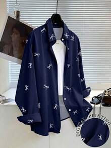 Camiseta holgada de manga larga de unicolor con un solo pecho para mujer - Multicolor 3 - Ver 1