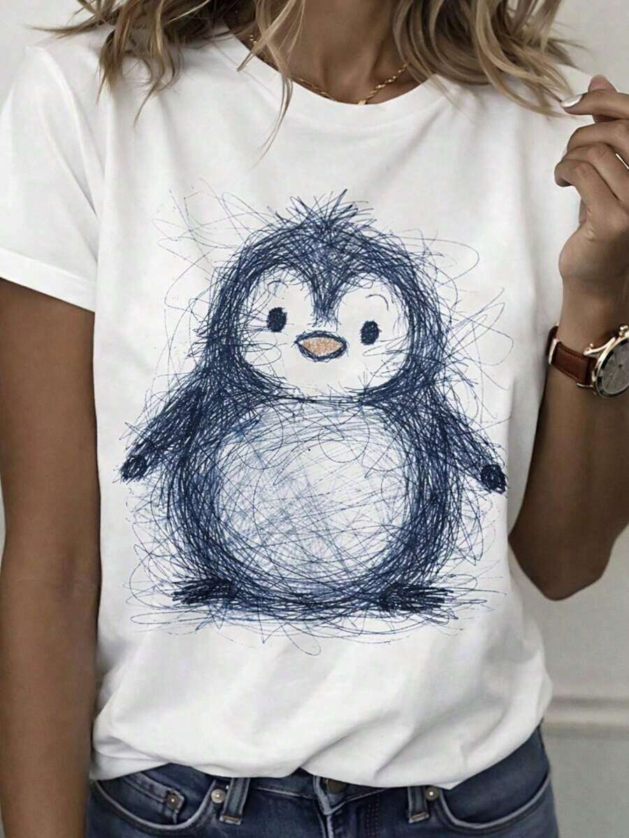 Ropa con Descuento de Año Nuevo, Camiseta de Mujer, Top Casual de Manga Corta con Cuello Redondo, Lavable a Máquina - Blanco - Ver 1