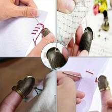 2pcs/Set Colorful Sewing Finger Protectors, With Adjustable Metal Strap, Protect Fingertips During Sewing To Prevent Needle Pricks. Size S Fits Finger Diameter 1.3-1.5cm, Size M Fits Finger Diameter 1.5-1.8cm. - 2pcs/bag - View 3