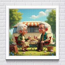 500片大型拼图 - 老夫妇喝茶主题 - 趣味家庭教育休闲游戏 - 完美的家居装饰礼品，办公室艺术品 - 50x50厘米/19.7x19.7英寸，创意挑战，理想的节日礼物 - 适合圣诞节和新年 - 彩色 - 查看 4