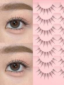 7 Pairs Cartoon Big Eye Lashes, Lightweight Anime False Eyelashes, Natural & Lengthening, Soft & Comfortable, Cartoon Lashes, 5-12mm - View 1