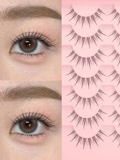 7 Pairs Cartoon Big Eye Lashes, Lightweight Anime False Eyelashes, Natural & Lengthening, Soft & Comfortable, Cartoon Lashes, 5-12mm