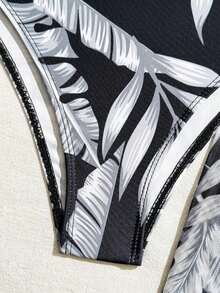 Swim Lushoire Tankini con estampado de plantas - Blanco y Negro - Ver 8