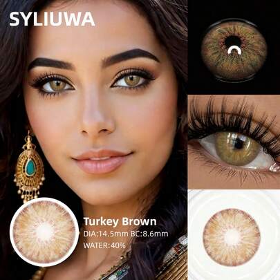 1 Pair SYLIUWA Brown Tone Fashion Glasses, Natural & Comfortable For Eye Makeup, Suitable For Daily Wear And Cosplay, Can Be Used Year-Round