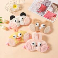 1入可愛絨毛泰迪熊熊貓睡眠眼罩，柔軟彈性帶，怪獸兔子羊卡通眼罩，適合午睡、旅行、學校、居家，適用於女性、男性、女孩，開學必備用品 - 彩色 - 查看 1