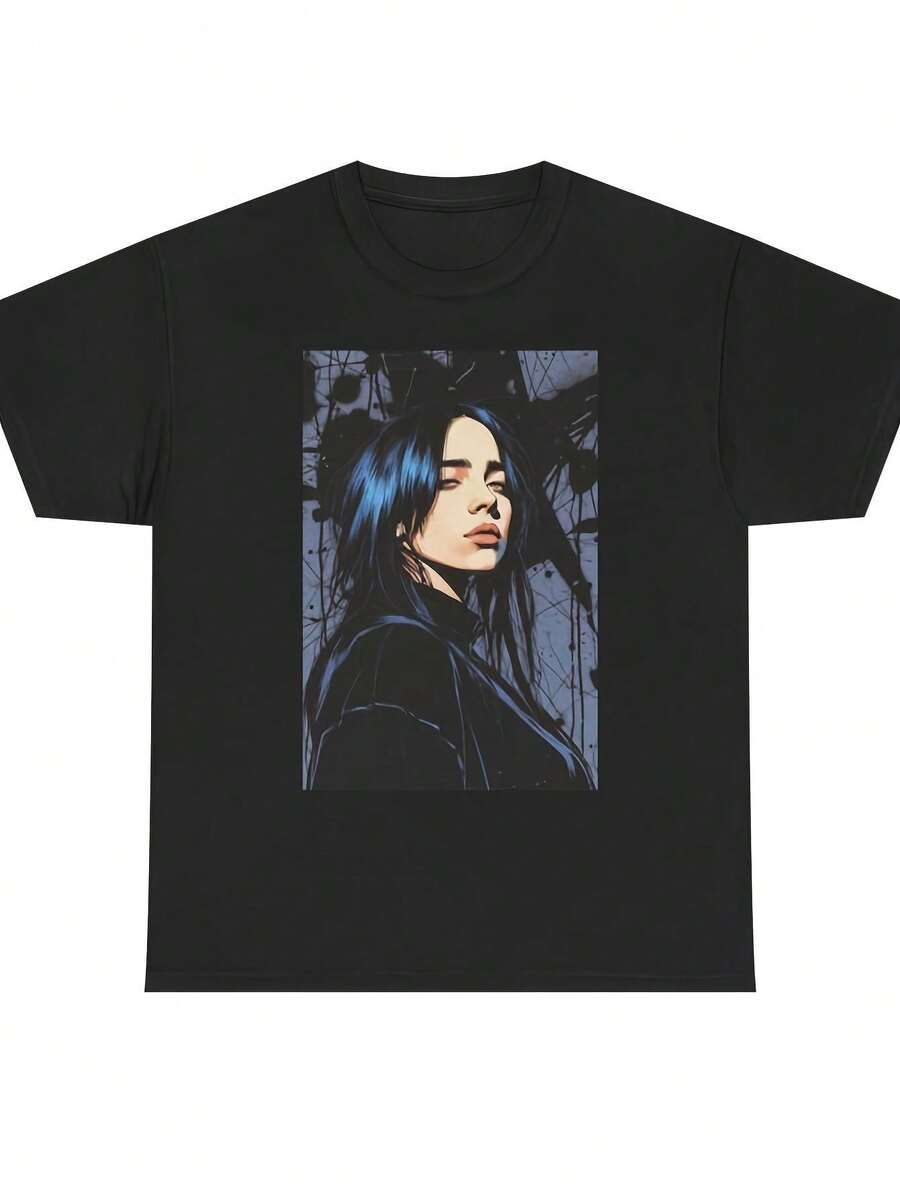 Ikonisk  Popkultur T-shirt Unisex Casual Rundhals Kortärmad Sommarkläder Maskintvättbar Perfekt Present till Fans festivalkläder dam, t-shirt, sommarkläder, festkläder, vardagskläder, perfekt för fest och familjesemester - Svart - Visa 1