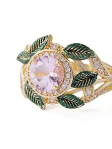 Trivaya 1 chiếc nhẫn Cubic Zirconia thanh lịch, kiểu dáng nữ, thích hợp cho đám cưới, lễ đính hôn, kỷ niệm, tiệc tùng, ngày Valentine và các dịp khác. - 1 # - Xem 6