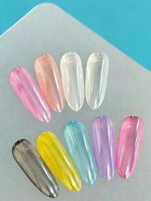 1 Caja de Polvo de Uñas Espejo, Textura Delicada de Alto Brillo Transparente, Adecuado para Decoración de Arte de Uñas DIY, Incluye 1 Herramienta de Aplicación - Multicolor - Ver 4