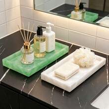 Bandeja de baño de lujo, organizador para pasta de dientes, cepillo de dientes y otros artículos de baño esenciales - bandeja pequeña de fondo plano - Ver 1