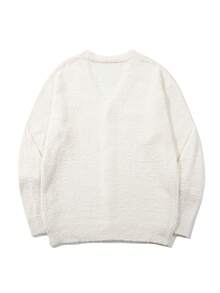 Men's 2-Way Wearable Lazy Textured Knitted-Like Knit V-Neck Button Cardigan Long Sleeve Sweater Jacket, Autumn/Winter - Beige - View 6