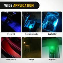 KELEEL 2/4pcs Wireless Car Interior LED Lights, 7 Color Car Interior Light Strip With 6 Bright LED Beads, Portable USB Rechargeable Car Interior LED Night Light For Car Decor - Upgraded - Magnetic Version - View 9