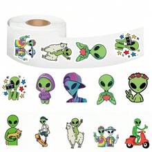 500PCS/Roll Fun Bizarre Cartoon Alien Roll Stickers Creative Rewards Gift Decoration Scrapbook Envelope Invitation Sticker - 1 Set - View 6
