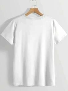 1 Pieza Ajuste Regular Casual Playera de Manga Corta para Mujer Estilo Chic Y2K Coquette Monocromático Estampado Gráfico Llamativo Frontal de Múltiples Corazones Dispersos Mezcla de Estilos Corazones Negros Sólidos Arte Lineal Estilo Boceto Patrón Animal Print de Rayas de Cebra e Increíble Efecto Visual 3D de Pedrería Falsa Simulada Diamantes de Imitación Perlas Brillantes con Destellos Diseño Lindo Contraste Visual Minimalista Glamoroso Cuello Redondo Clásico. Envío directo desde nuestro almacén local, modelo para parejas, ideal para llevar en pareja. - Blanco - Ver 5
