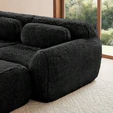 Aviana Sofa Without Armrests With Cushions And Plush Cover - Black - View 8