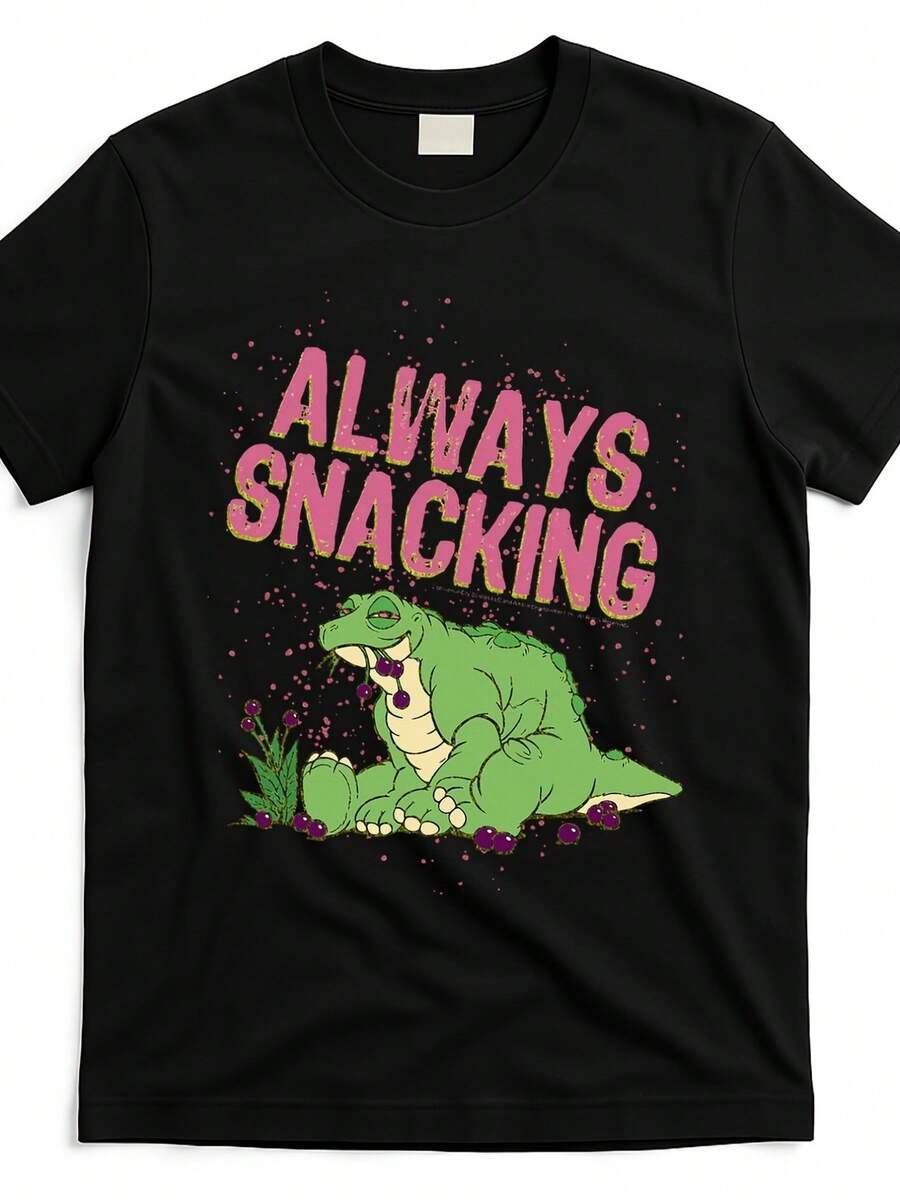 Una camiseta de manga corta para mujer, moderna, a la moda, retro, holgada, suave y cómoda, adecuada para actividades al aire libre en primavera y verano. <Landwench> Camiseta Spike Loves Snacks LBT6782300, imagen del producto en negro. Camiseta cómoda y holgada, perfecta para viajes y vacaciones. Unisex.blusas para mujer,blusas casuales para dama,tops,, mujer premium,y2k,playeras de mujer curvy,ofertas y liquidaciones ropa mujer,playeras deportivas para mujer,,playeras de hombre, mujer,blusas>elegante WQIR - Negro - Ver 1