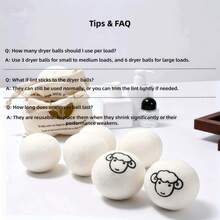 100% Pure New Zealand Wool Dryer Balls, Reusable Felted Laundry Balls, Natural Softener, Anti-Static, Reduce Wrinkles, Save Drying Time, Suitable For Home Washing Machines And Dryers - A - View 8