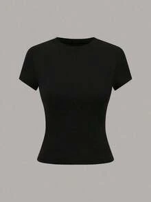 Camiseta de mujer de unicolor y manga corta, sencilla, casual y versátil - Multicolor 4 - Ver 5