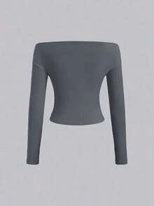 Conjunto de 3 piezas para mujer: Blusa de manga larga hombros descubiertos, blusas cortas entalladas, cómodas y amigables con la piel, versátil y estilizador - Multicolor 13 - Ver 6
